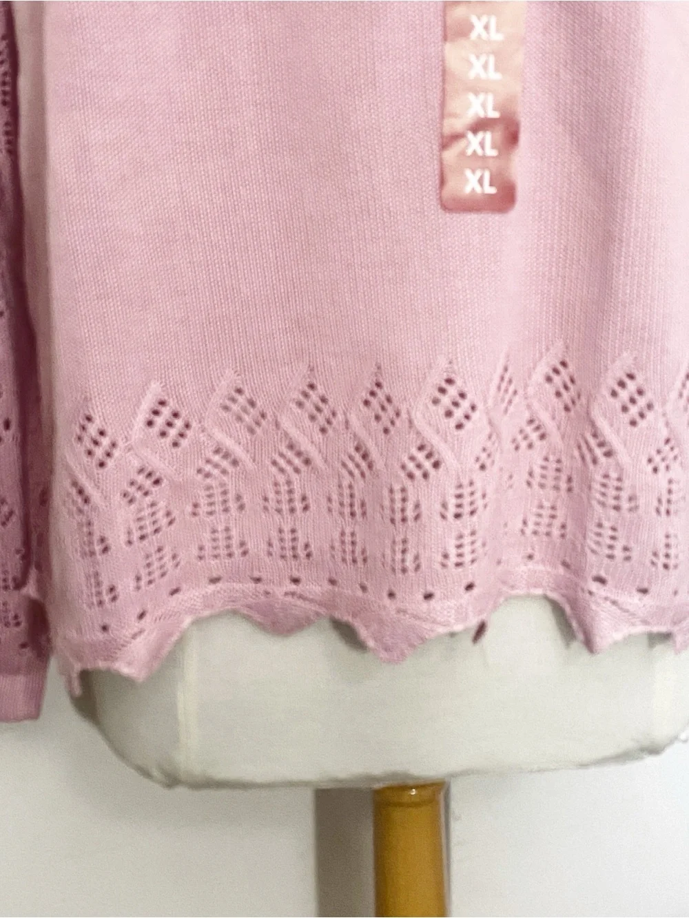 Nine West NWT Coquette Fairycore Soft Open-Knit Rose Color Sweater Top XL
